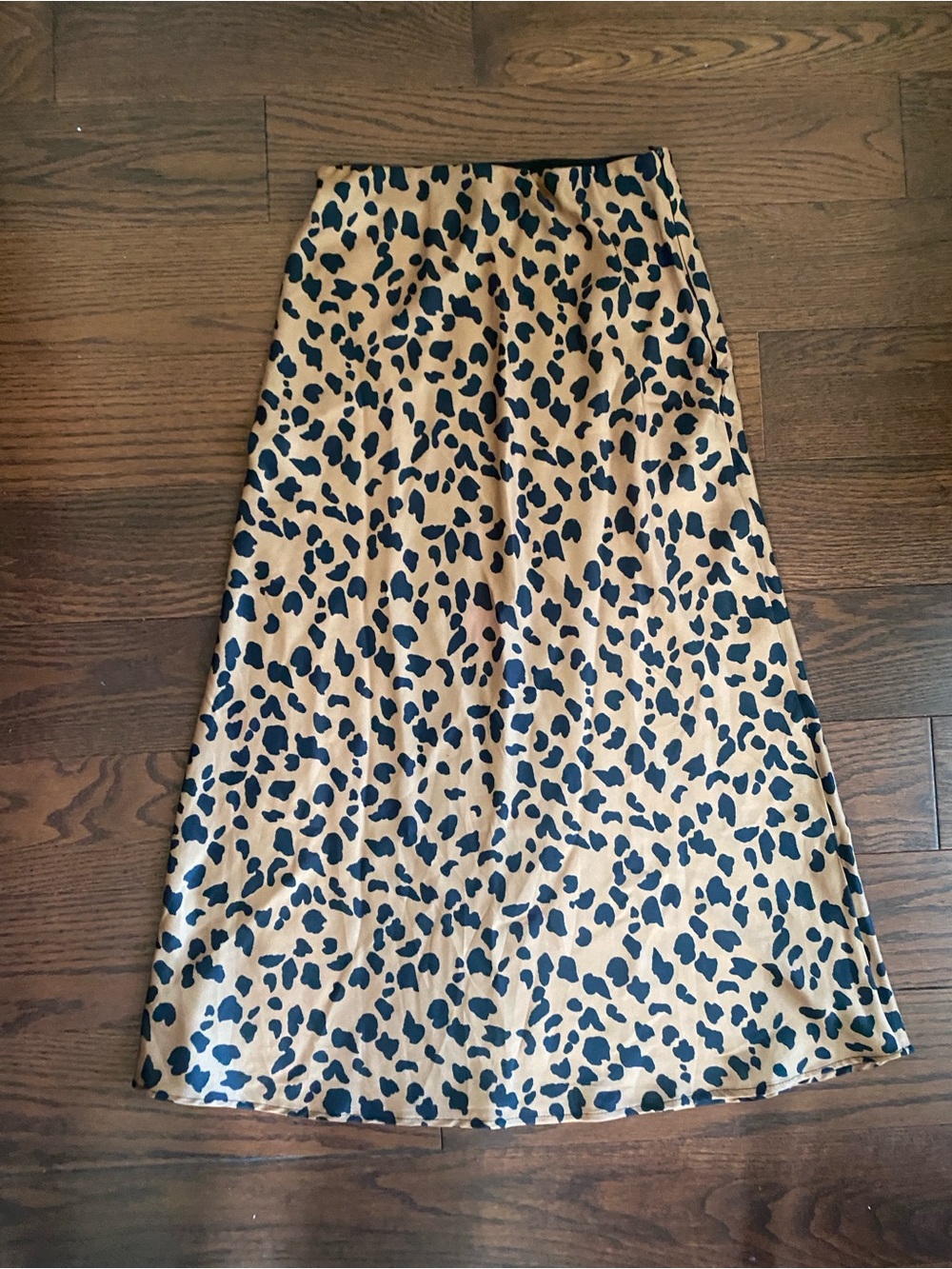 Urban Outfitters Tan and Black Leopard A-Line Midi Skirt